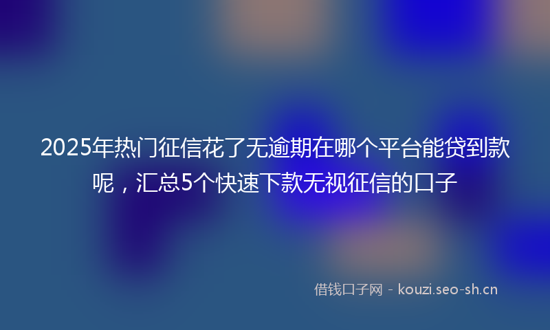 2025年热门征信花了无逾期在哪个平台能贷到款呢，汇总5个快速下款无视征信的口子