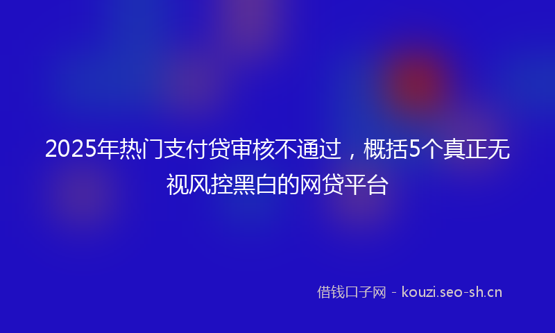 2025年热门支付贷审核不通过，概括5个真正无视风控黑白的网贷平台