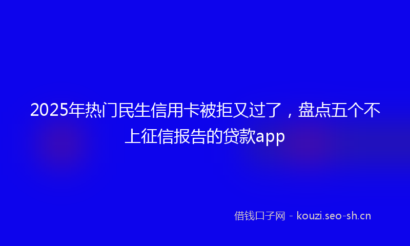 2025年热门民生信用卡被拒又过了，盘点五个不上征信报告的贷款app