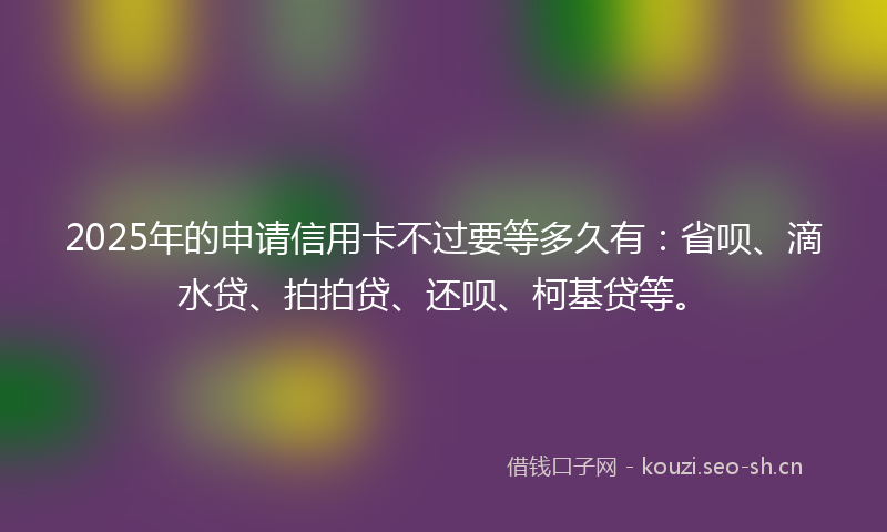2025年的申请信用卡不过要等多久有：省呗、滴水贷、拍拍贷、还呗、柯基贷等。