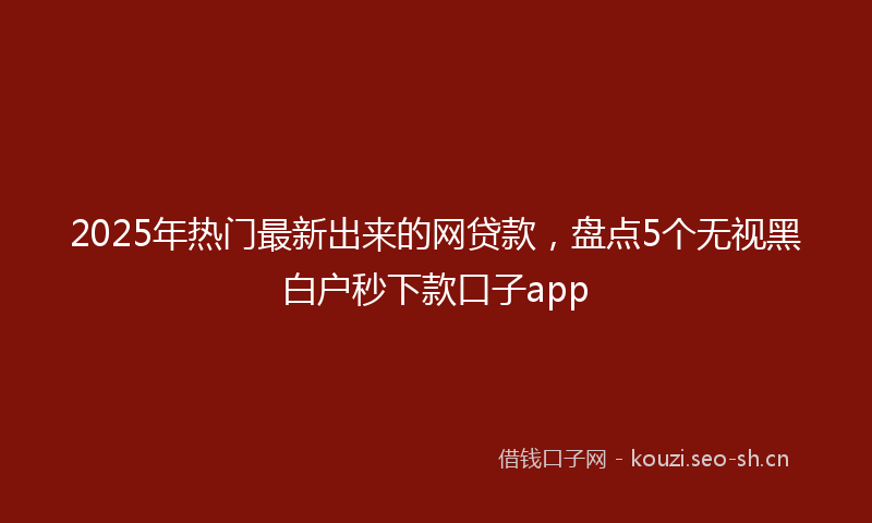 2025年热门最新出来的网贷款,盘点5个无视黑白户秒下款口子app