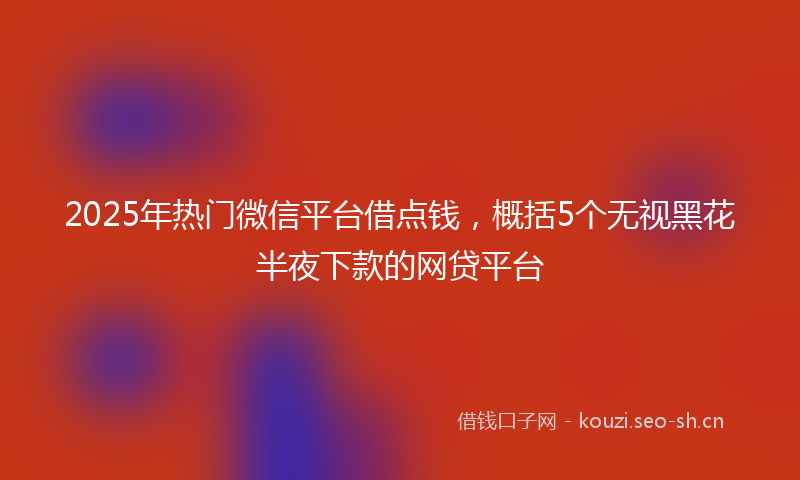 2025年热门微信平台借点钱，概括5个无视黑花半夜下款的网贷平台