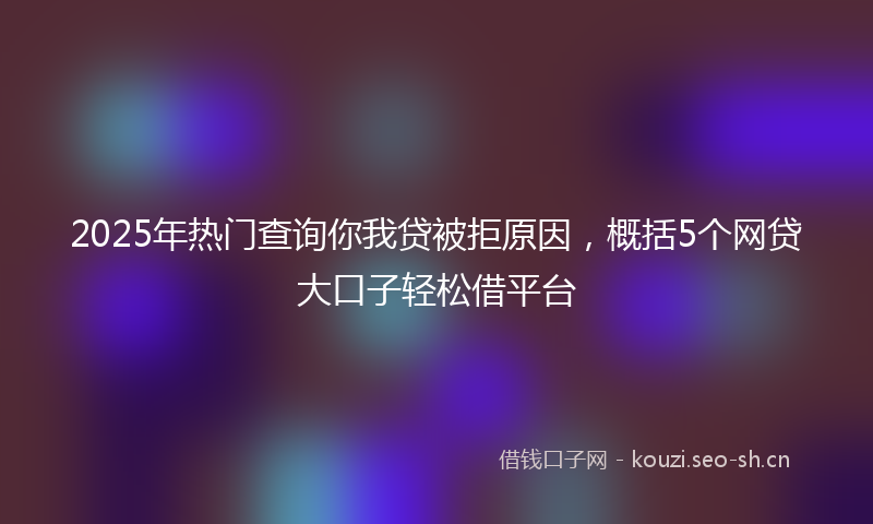 2025年热门查询你我贷被拒原因，概括5个网贷大口子轻松借平台