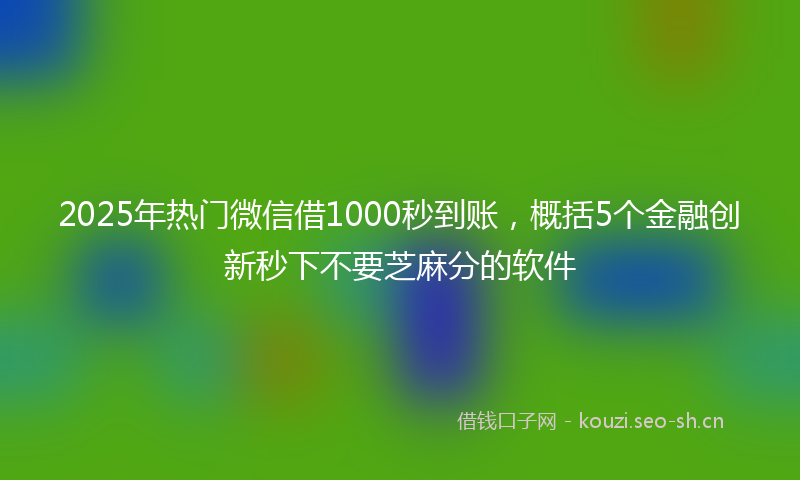 2025年热门微信借1000秒到账，概括5个金融创新秒下不要芝麻分的软件