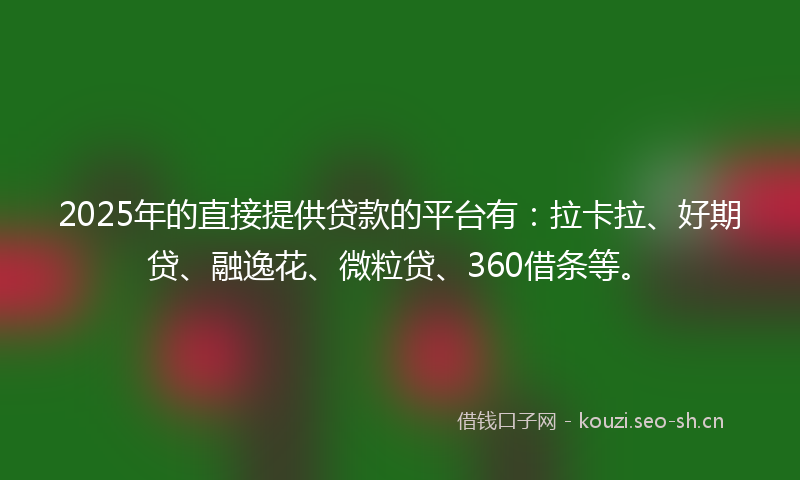 2025年的直接提供贷款的平台有：拉卡拉、好期贷、融逸花、微粒贷、360借条等。