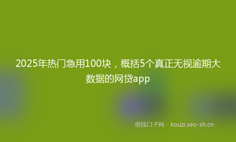 2025年热门急用100块，概括5个真正无视逾期大数据的网贷app