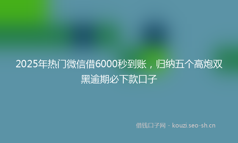 2025年热门微信借6000秒到账，归纳五个高炮双黑逾期必下款口子