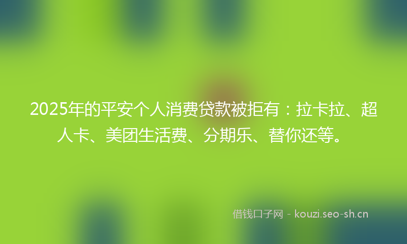 2025年的平安个人消费贷款被拒有：拉卡拉、超人卡、美团生活费、分期乐、替你还等。