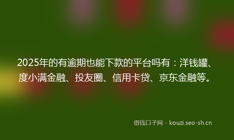 2025年的有逾期也能下款的平台吗有：洋钱罐、度小满金融、投友圈、信用卡贷、京东金融等。