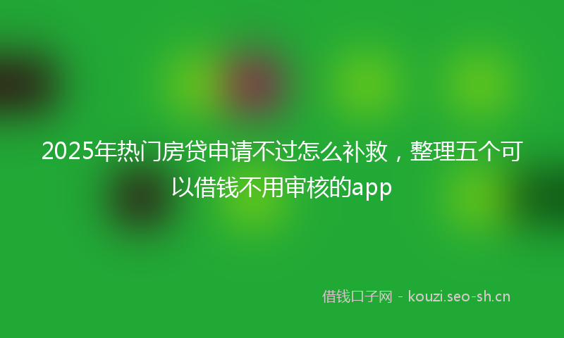 2025年热门房贷申请不过怎么补救，整理五个可以借钱不用审核的app