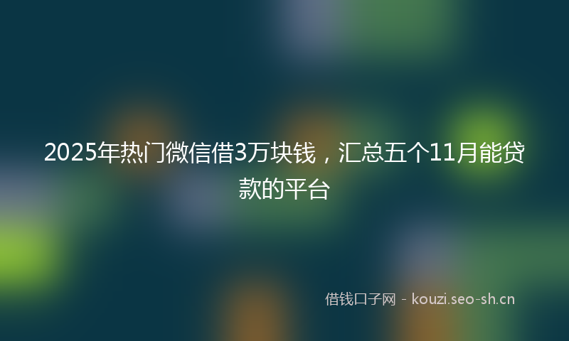 2025年热门微信借3万块钱，汇总五个11月能贷款的平台
