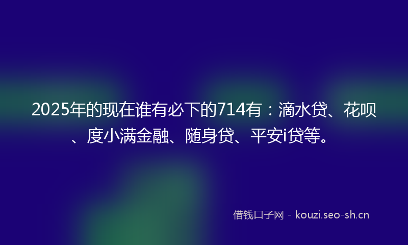 2025年的现在谁有必下的714有：滴水贷、花呗、度小满金融、随身贷、平安i贷等。
