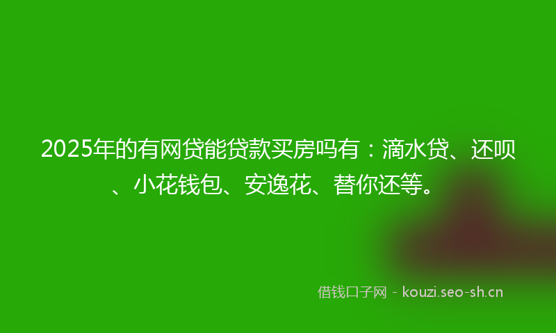2025年的有网贷能贷款买房吗有：滴水贷、还呗、小花钱包、安逸花、替你还等。
