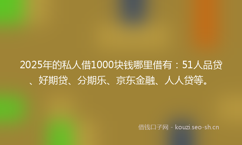 2025年的私人借1000块钱哪里借有：51人品贷、好期贷、分期乐、京东金融、人人贷等。