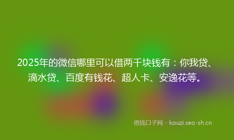 2025年的微信哪里可以借两千块钱有：你我贷、滴水贷、百度有钱花、超人卡、安逸花等。