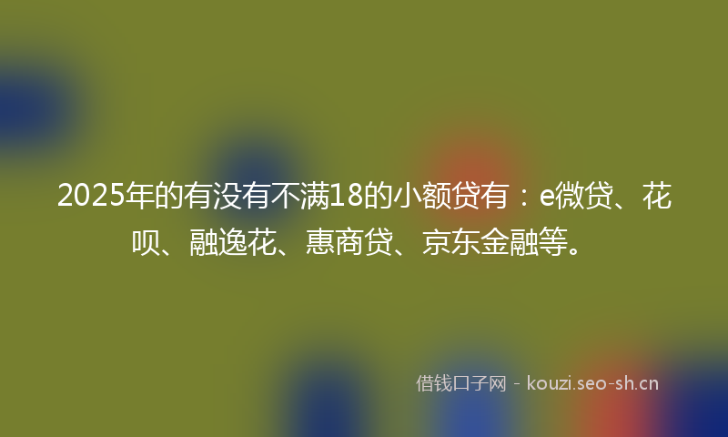 2025年的有没有不满18的小额贷有：e微贷、花呗、融逸花、惠商贷、京东金融等。