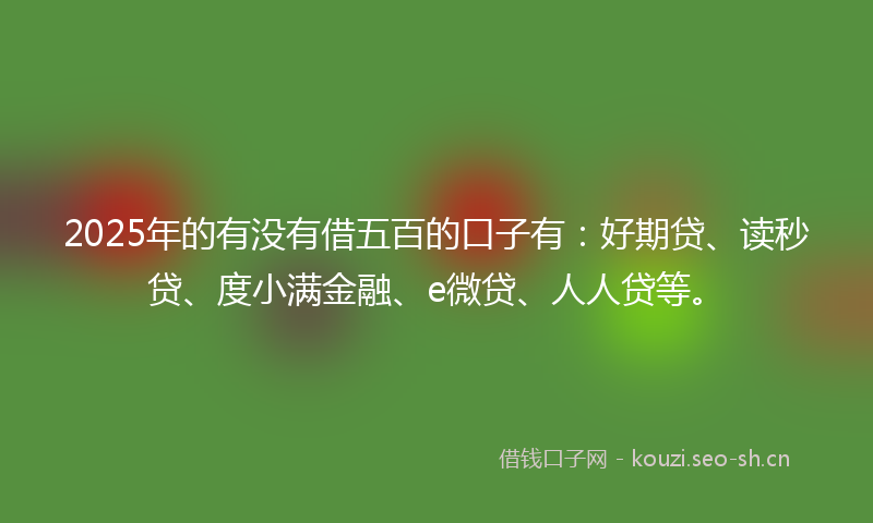 2025年的有没有借五百的口子有：好期贷、读秒贷、度小满金融、e微贷、人人贷等。
