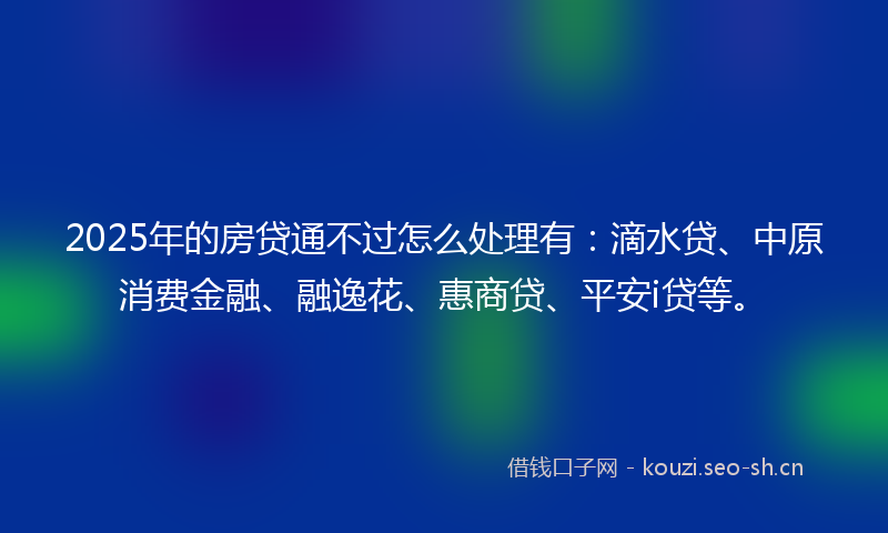 2025年的房贷通不过怎么处理有：滴水贷、中原消费金融、融逸花、惠商贷、平安i贷等。