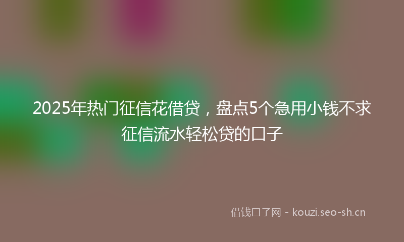 2025年热门征信花借贷，盘点5个急用小钱不求征信流水轻松贷的口子