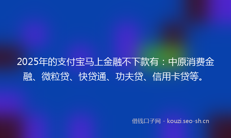 2025年的支付宝马上金融不下款有:中原消费金融、微粒贷、快贷通、功夫贷、信用卡贷等。