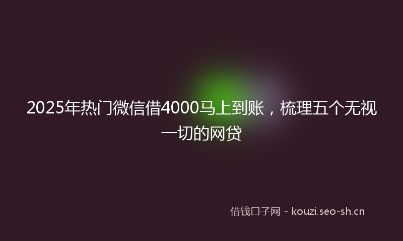 2025年热门微信借4000马上到账,梳理五个无视一切的网贷