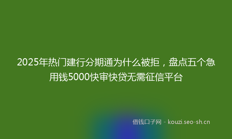 2025年热门建行分期通为什么被拒，盘点五个急用钱5000快审快贷无需征信平台