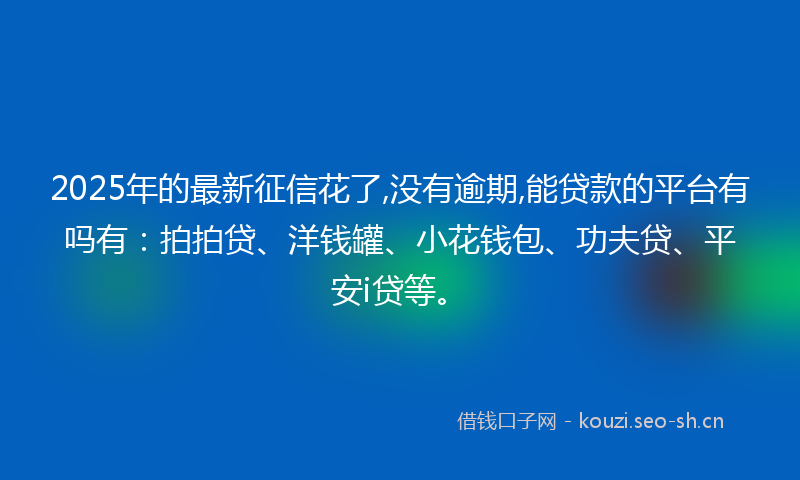 2025年的最新征信花了,没有逾期,能贷款的平台有吗有：拍拍贷、洋钱罐、小花钱包、功夫贷、平安i贷等。