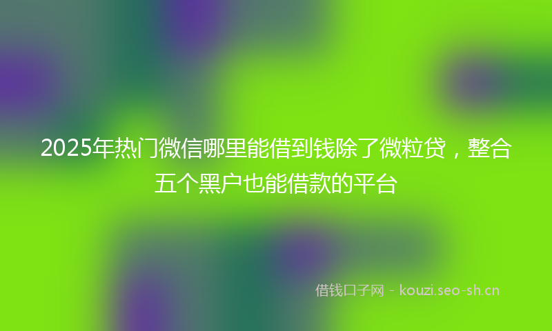 2025年热门微信哪里能借到钱除了微粒贷，整合五个黑户也能借款的平台