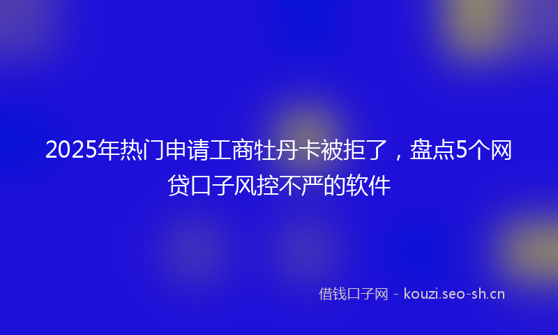 2025年热门申请工商牡丹卡被拒了，盘点5个网贷口子风控不严的软件