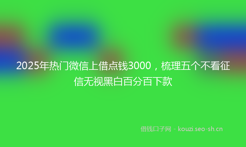 2025年热门微信上借点钱3000，梳理五个不看征信无视黑白百分百下款