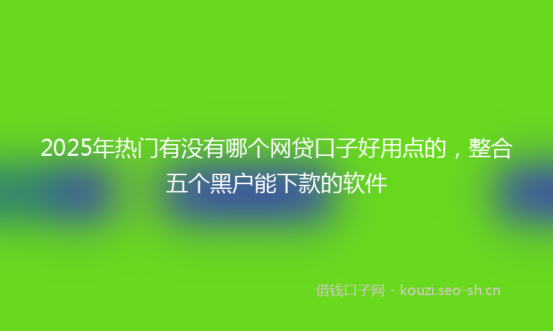 2025年热门有没有哪个网贷口子好用点的，整合五个黑户能下款的软件