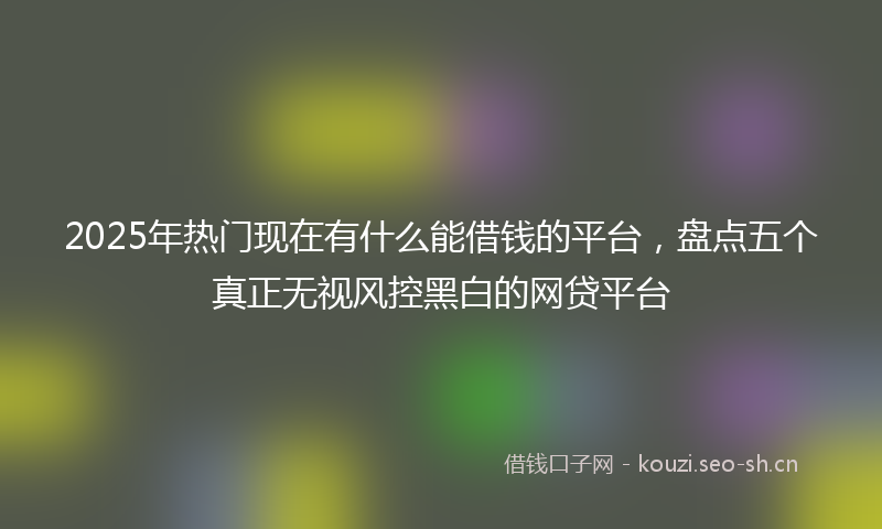2025年热门现在有什么能借钱的平台，盘点五个真正无视风控黑白的网贷平台