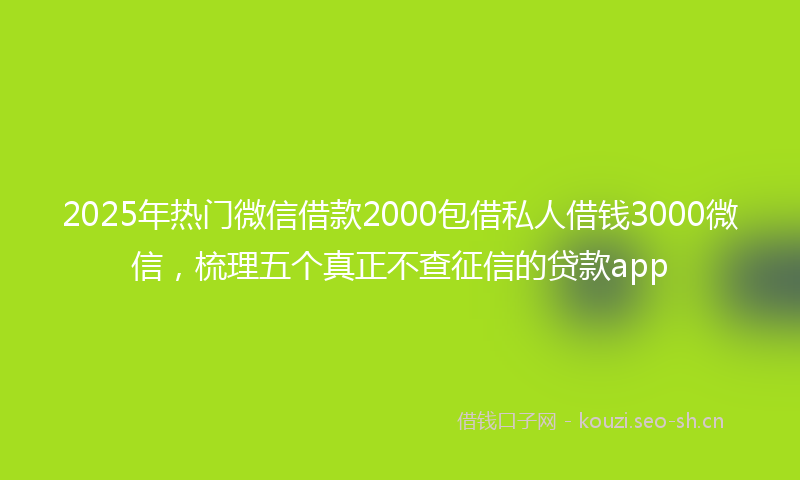 2025年热门微信借款2000包借私人借钱3000微信，梳理五个真正不查征信的贷款app