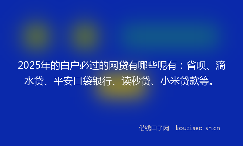 2025年的白户必过的网贷有哪些呢有：省呗、滴水贷、平安口袋银行、读秒贷、小米贷款等。
