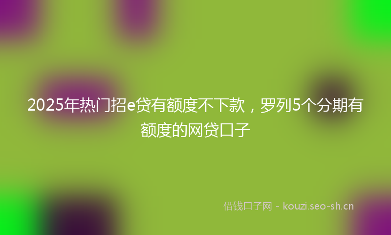2025年热门招e贷有额度不下款，罗列5个分期有额度的网贷口子