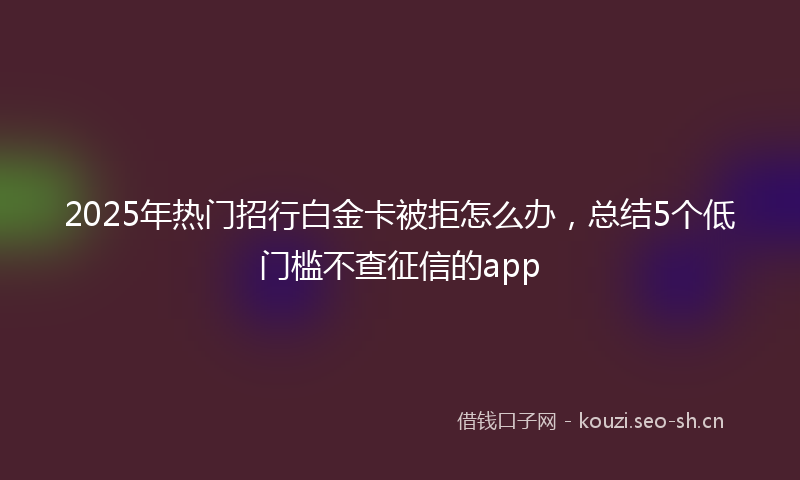 2025年热门招行白金卡被拒怎么办，总结5个低门槛不查征信的app