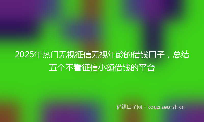 2025年热门无视征信无视年龄的借钱口子，总结五个不看征信小额借钱的平台