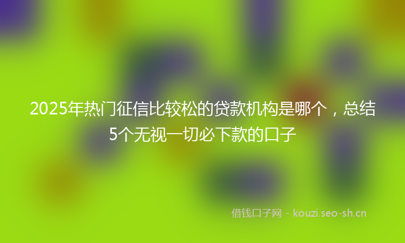 2025年热门征信比较松的贷款机构是哪个，总结5个无视一切必下款的口子