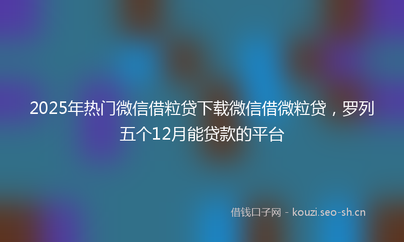 2025年热门微信借粒贷下载微信借微粒贷，罗列五个12月能贷款的平台