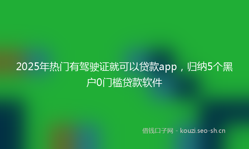 2025年热门有驾驶证就可以贷款app，归纳5个黑户0门槛贷款软件