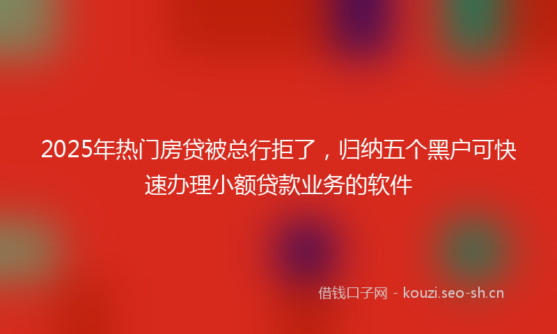 2025年热门房贷被总行拒了,归纳五个黑户可快速办理小额贷款业务的软件