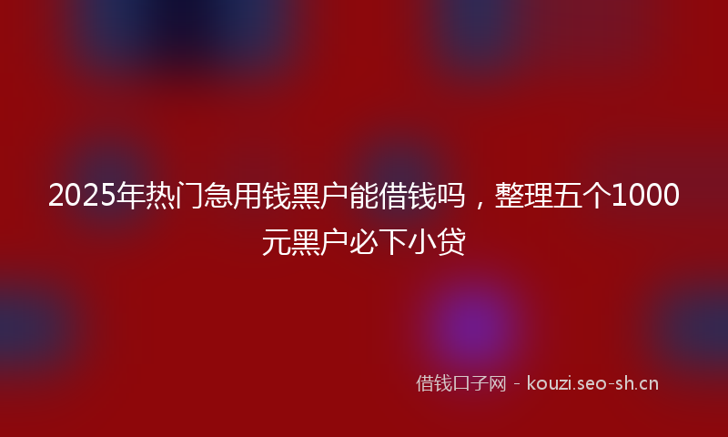2025年热门急用钱黑户能借钱吗，整理五个1000元黑户必下小贷