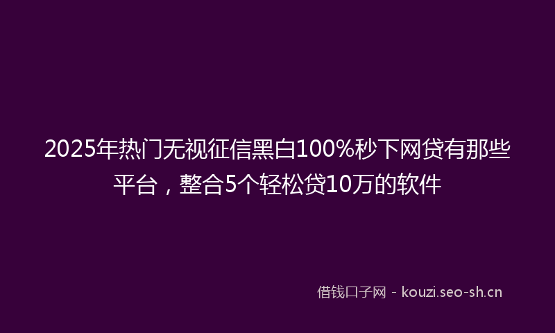 2025年热门无视征信黑白100%秒下网贷有那些平台，整合5个轻松贷10万的软件