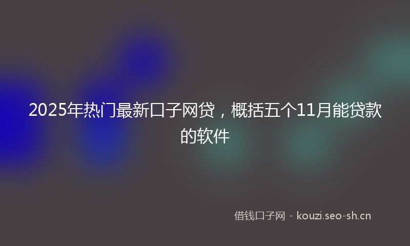 2025年热门最新口子网贷，概括五个11月能贷款的软件