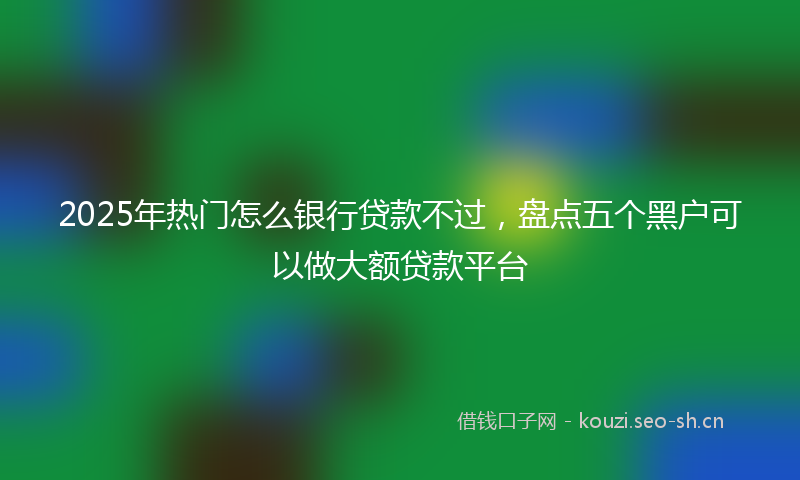 2025年热门怎么银行贷款不过，盘点五个黑户可以做大额贷款平台
