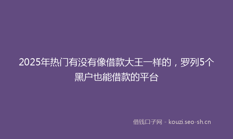 2025年热门有没有像借款大王一样的，罗列5个黑户也能借款的平台