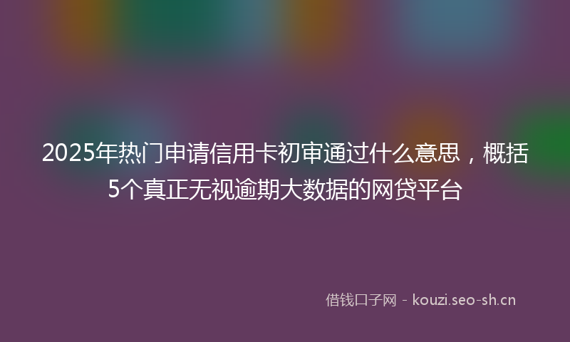 2025年热门申请信用卡初审通过什么意思，概括5个真正无视逾期大数据的网贷平台