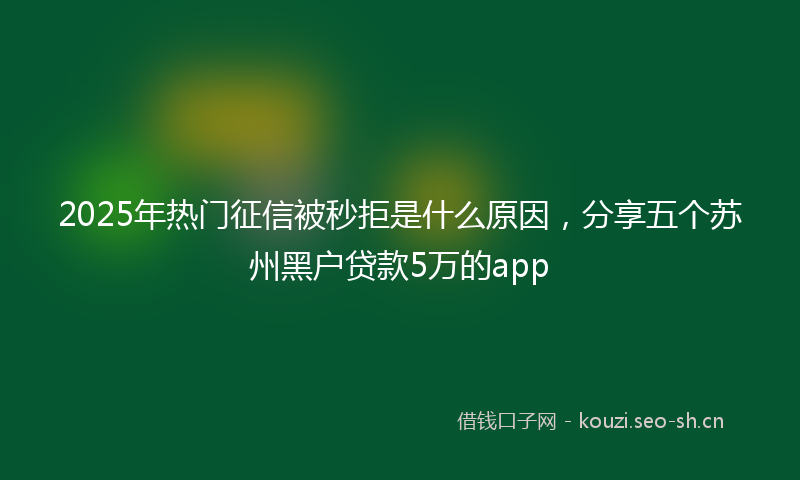 2025年热门征信被秒拒是什么原因，分享五个苏州黑户贷款5万的app
