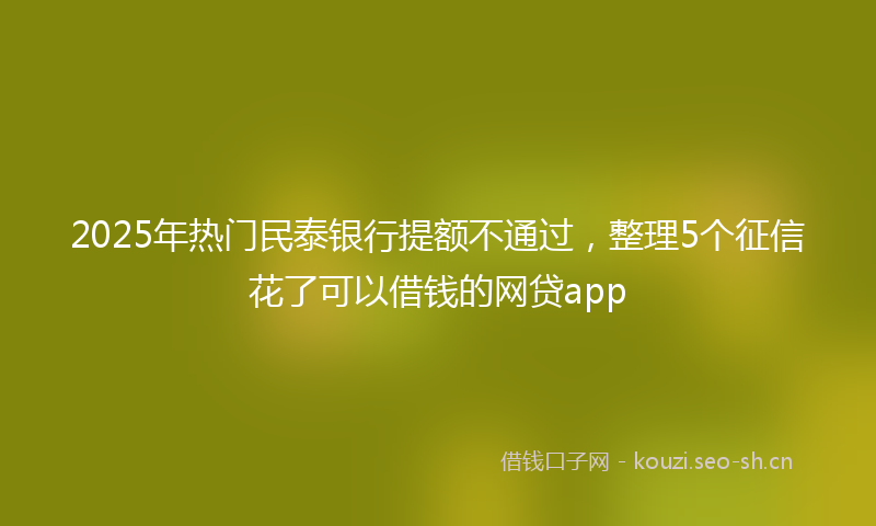 2025年热门民泰银行提额不通过，整理5个征信花了可以借钱的网贷app