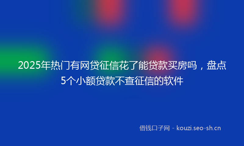2025年热门有网贷征信花了能贷款买房吗,盘点5个小额贷款不查征信的软件